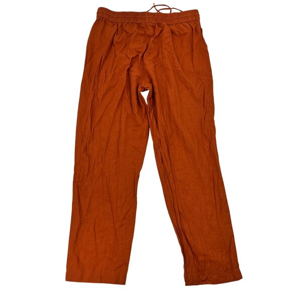 Calvin Klein Womens Linen Blend Pants Drawstring Orange Size Medium Pockets - Picture 7 of 9